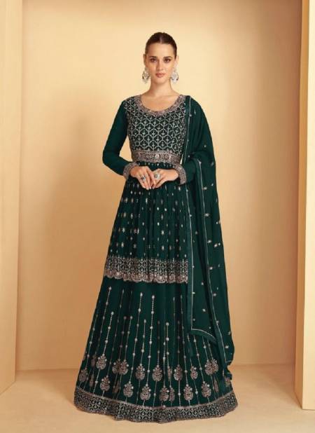 Green Colour Nusrat Gulkayra New Latest Designer Festive Wear Georgette Salwar Suit Collection 7174 A